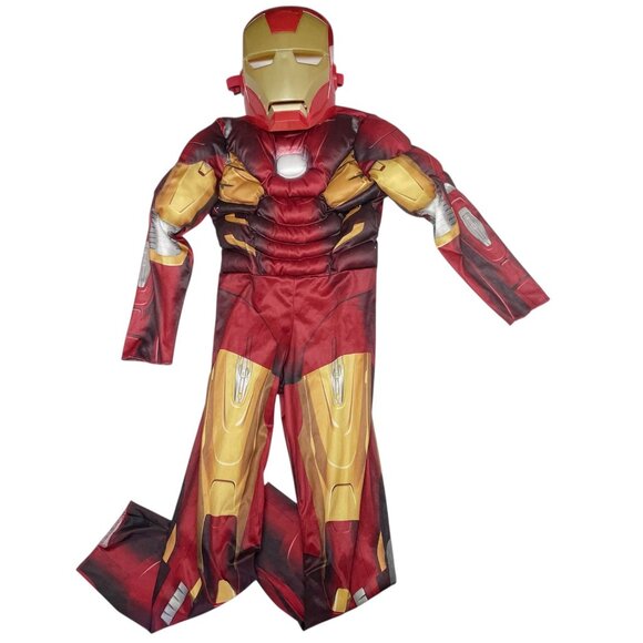 Avengers Iron Man Kids M 7-8 Deluxe Costume Red Padded One Piece w Mask - Picture 1 of 9